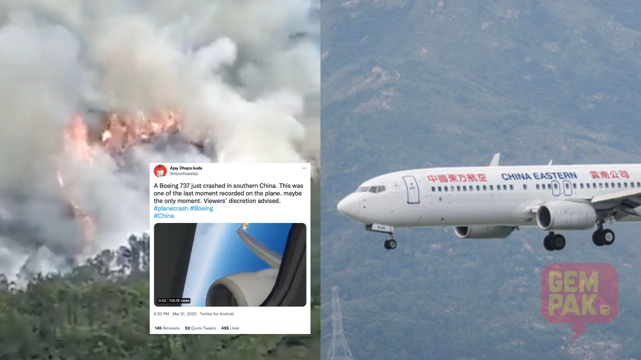 Pengguna Twitter Dikecam Kerana Sebar Video Kononnya Rakaman Terakhir Sebelum Penerbangan China Eastern Airline Terhempas