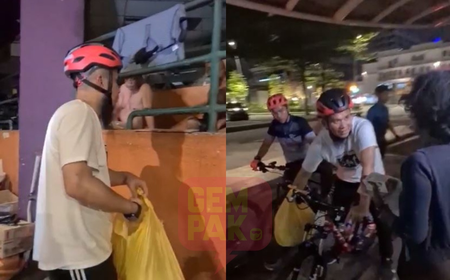 Berbasikal Sambil Hulur Sumbangan Untuk Gelandangan...Ebit Lew Sebak