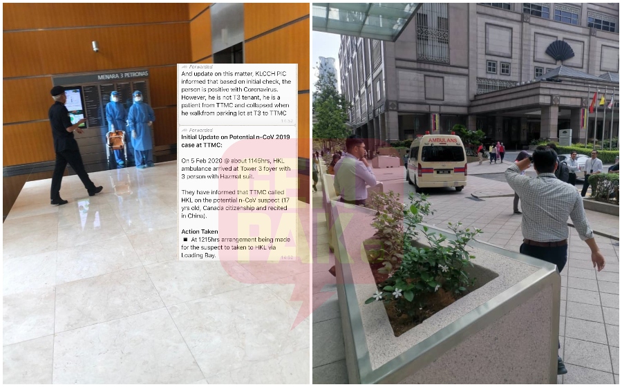 Menteri Sahkan Foto Viral Anggota Hazmat Di KLCC, Remaja Perempuan Warga Kanada Dibawa ke HKL Disyaki Positif Koronavirus