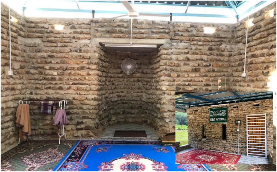 Pesara Tentera Bina Surau Guna 13,000 Bongkah Batu Sungai