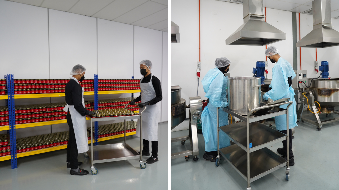 sambal nyet factory line produces 5000 bottles