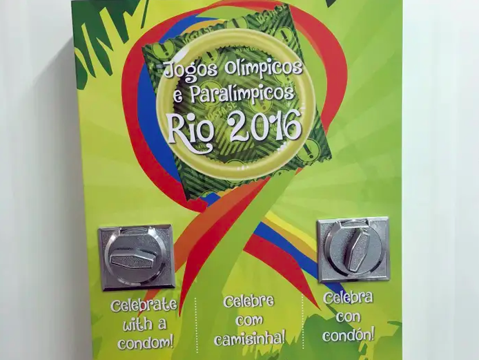 Business Insider A condom vending machine at the 2016 Rio Games.