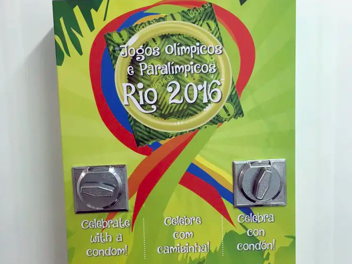 A condom vending machine at the 2016 Rio Games.