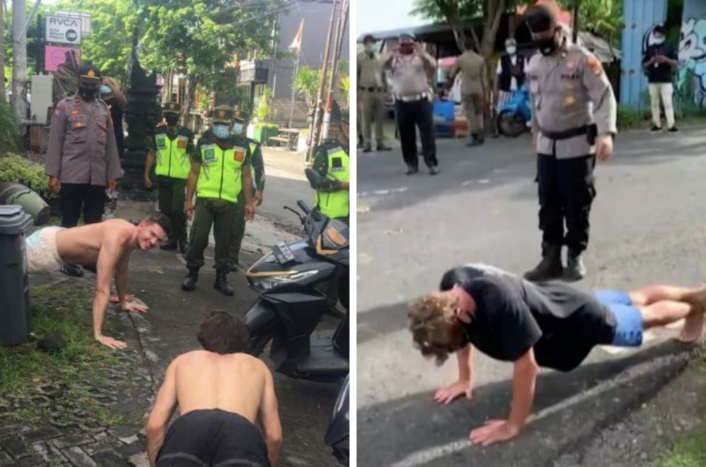 "Creative" Punishments: Those Caught Not Wearing Masks Forced To Do Push-Ups In Bali