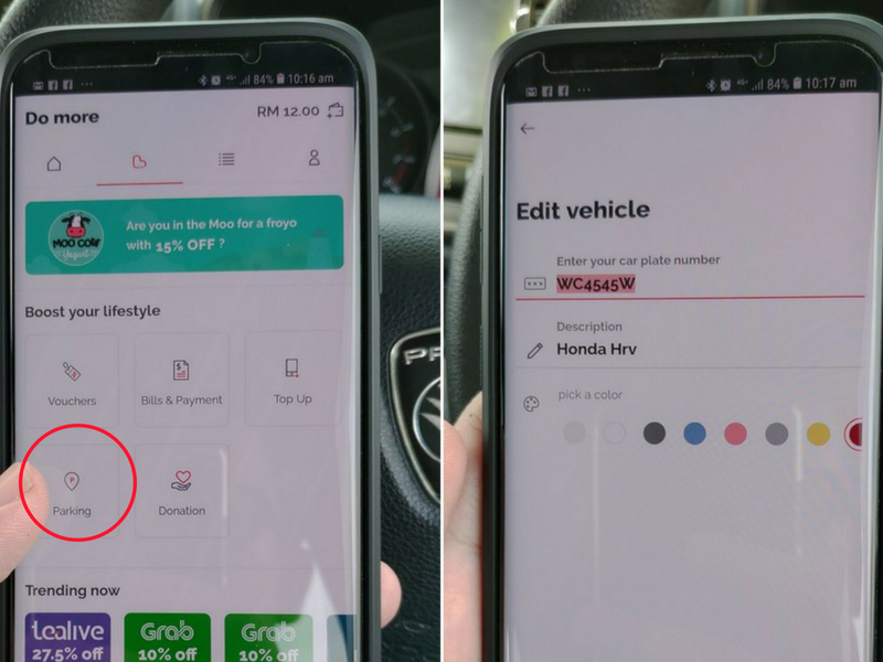 Rojak Daily Hanya klik 'Parking' masukkan maklumat kenderaan.