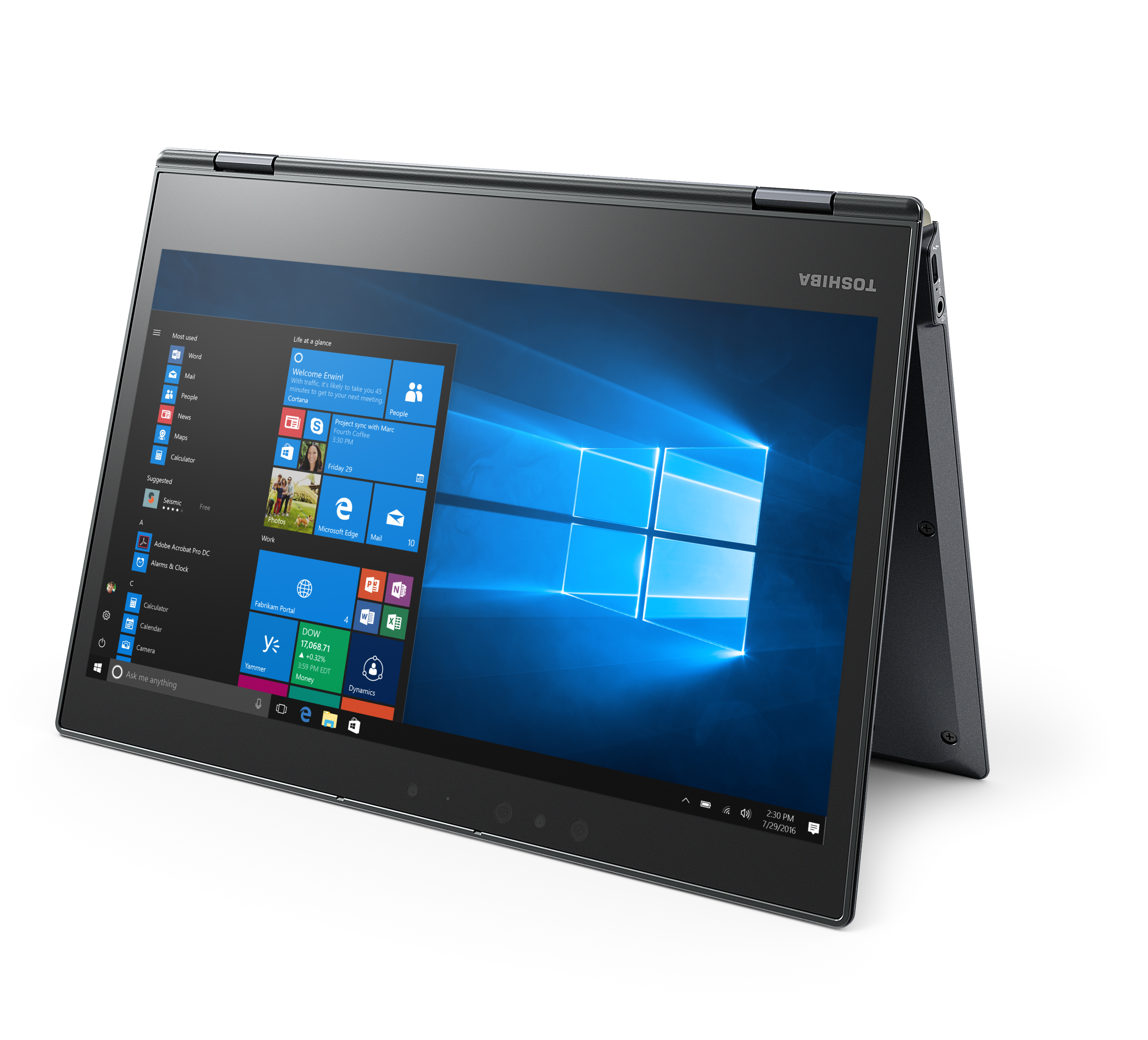 Toshiba Portege X20W-E mempunyai rekaan unik.