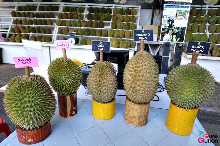 pureglutton.com The variety of durians you can find at their stall.