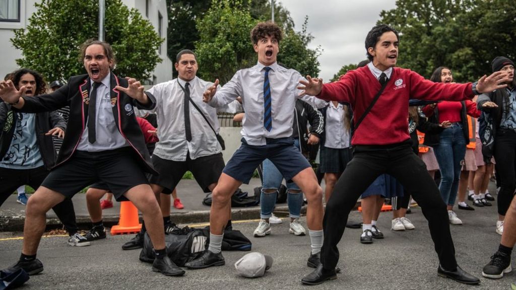 Getty Images via BBC Students gathered to perform the Haka as a way of respect to the victims.