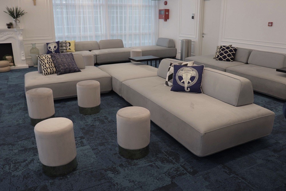 It was difficult to NOT plop ourselves on these couches.