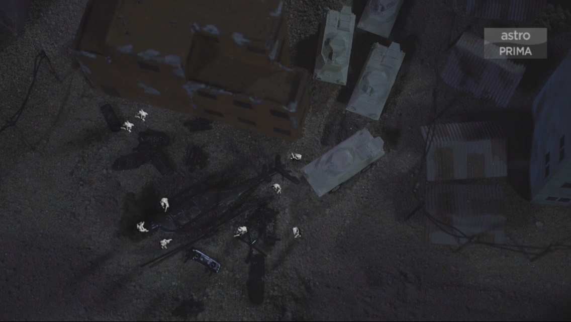 Still from '#theblackhawndown Wira Keamanan' Rescue operations were delayed because of enemy mortar fire