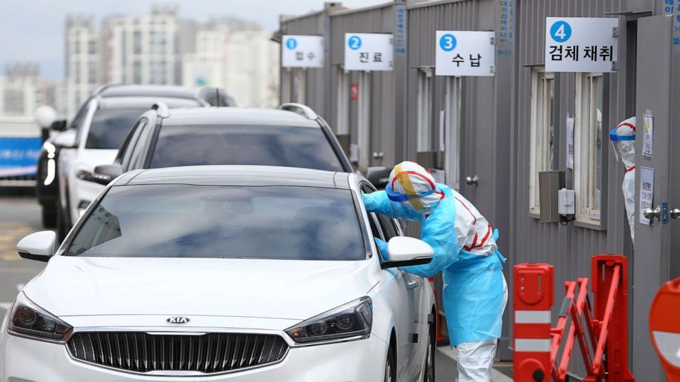 abc News Drive-thru Covid-19 test in South Korea