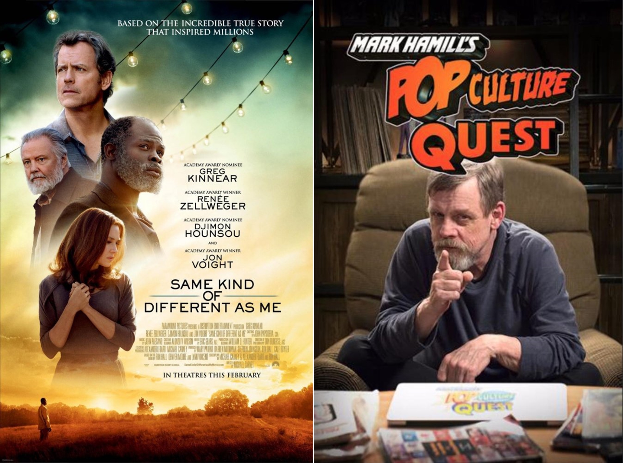 Paramount Pictures/BoBCat Studios Image: (Left) 'Same Kind of Different As Me' and 'Mark Hamill’s Pop Culture Quest'